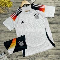 Áo đá bóng đội tuyển đức Euro 2024 Germany sân nhà màu trắng quần đen full logo thêu mặt trước