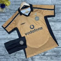 Bộ quần áo bóng đá MU Vodafone Manchester United Vàng đen 2001 2002 mặt trước