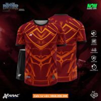 Bộ quần áo bóng đá thiết kế Black Panther Amac hoạ tiết báo vằn công nghệ nhiều màu đỏ ca,