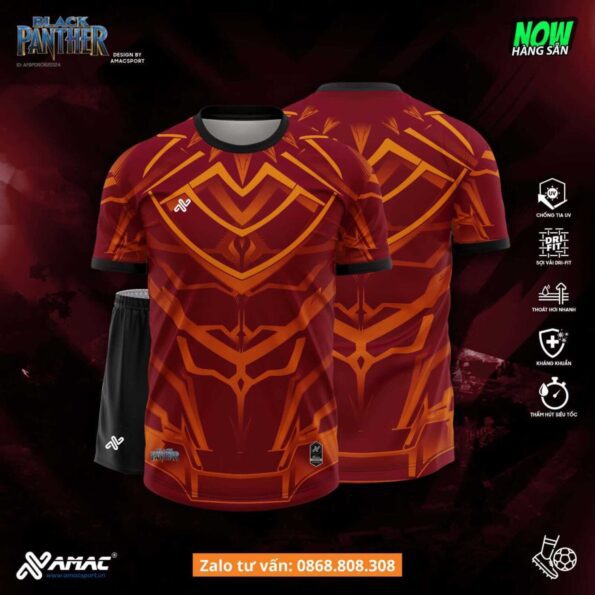 Bộ quần áo bóng đá thiết kế Black Panther Amac hoạ tiết báo vằn công nghệ nhiều màu