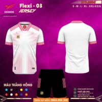 Bộ quần áo bóng đá thiết kế Domin Flexi Jersey vải Fex thái nhiều màu trắng đỏ 1
