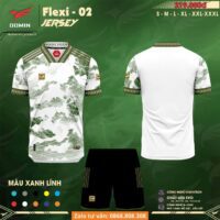 Bộ quần áo bóng đá thiết kế Domin Flexi Jersey vải Fex thái nhiều màu trắng đỏ 1