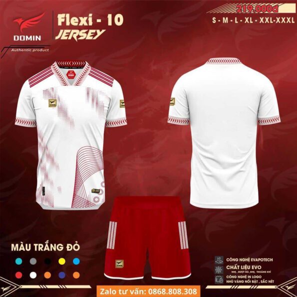 Bộ quần áo bóng đá thiết kế Domin Flexi Jersey vải Fex thái nhiều màu mới