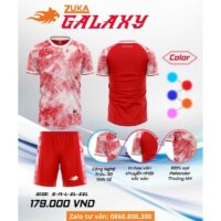 Bộ quần áo bóng đá thiết kế Zuka Galaxy hoạ tiết giải ngân hà nhiều màu vải mè đỏ