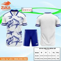 Bộ quần áo bóng đá thiết kế Zuka Native hoạ tiết đồi núi nhiều màu trắng xanh