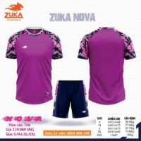 Bộ quần áo bóng đá thiết kế Zuka Nova hoạ tiết phối tay gương vỡ nhiều màu tím