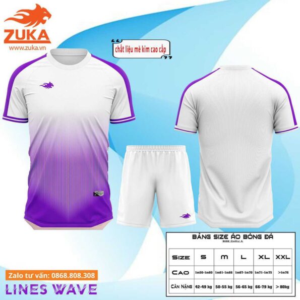 Bộ quần áo bóng đá thiết kế Zuka Wave hoạ tiết linebox vải mè kim nhiều màu