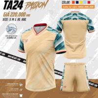 Bộ quần áo thể thao bóng đá chính hãng TA Sport TA24 Passion vải mè US nhiều màu vàng be 1
