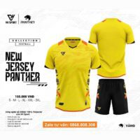 Bộ quần áo bóng đá VH Sport Panther vải sợi mè dệt mỏng nhẹ thoáng khí nhiều màu vàng be
