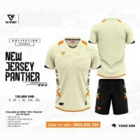 Bộ quần áo bóng đá VH Sport Panther vải sợi mè dệt mỏng nhẹ thoáng khí nhiều màu vàng be