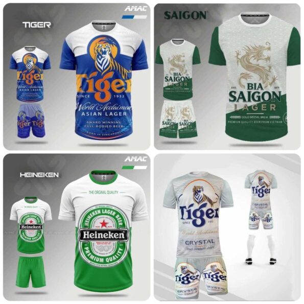 Bộ quần áo bóng đá thiết kế Bia Tiger - áo Bia Saigon - Bia Heineken - Bia Hà Nội