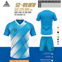 Bộ quần áo bóng đá thiết kế S2-09 New hoạ tiết chấm bi layer nhiều màu xanh blue