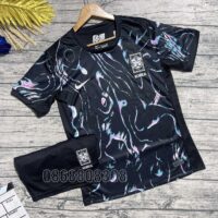 Bộ quần áo đá banh đội tuyển áo bóng đá Korea Hàn Quốc màu đen vải mè karo mặt trước