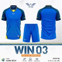 Bộ quần áo bóng đá Win 03 vải sợi mè dệt mỏng nhẹ thoáng khí hoạ tiết lục giác đồng tâm nhiều màu đỏ