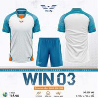 Bộ quần áo bóng đá Win 03 vải sợi mè dệt mỏng nhẹ thoáng khí hoạ tiết lục giác đồng tâm nhiều màu đỏ