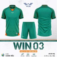 Bộ quần áo bóng đá Win 03 vải sợi mè dệt mỏng nhẹ thoáng khí hoạ tiết lục giác đồng tâm nhiều màu đỏ