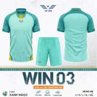 Bộ quần áo bóng đá Win 03 vải sợi mè dệt mỏng nhẹ thoáng khí hoạ tiết lục giác đồng tâm nhiều màu đỏ