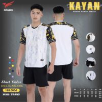 Bộ quần áo bóng đá thiết kế Domin Kayan Jersey vải Fex thái nhiều màu trắng