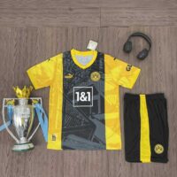 Bộ quần áo đá banh clb bóng đá Dortmund vàng đen 2024 BVB 09 full logo thêu vải spf thái năm 2024 2025 mặt trước