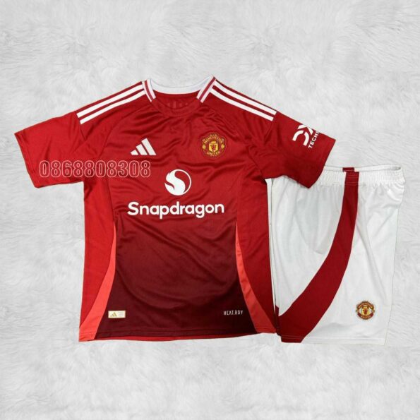 Bộ quần áo bóng đá Manutd Manchester United MU Snapdragon màu đỏ trắng đen mới 2024 2025