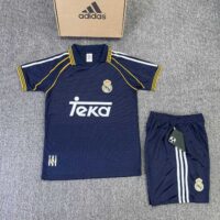 Áo bóng đá cổ điển retro real madrid teka 1999 quần đen vải spf thái logo thêu mặt trước