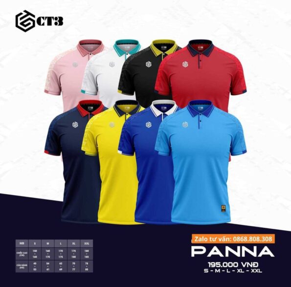Áo polo ct3 panna có cổ bẻ vải pegan chính hãng giá rẻ nhiều màu