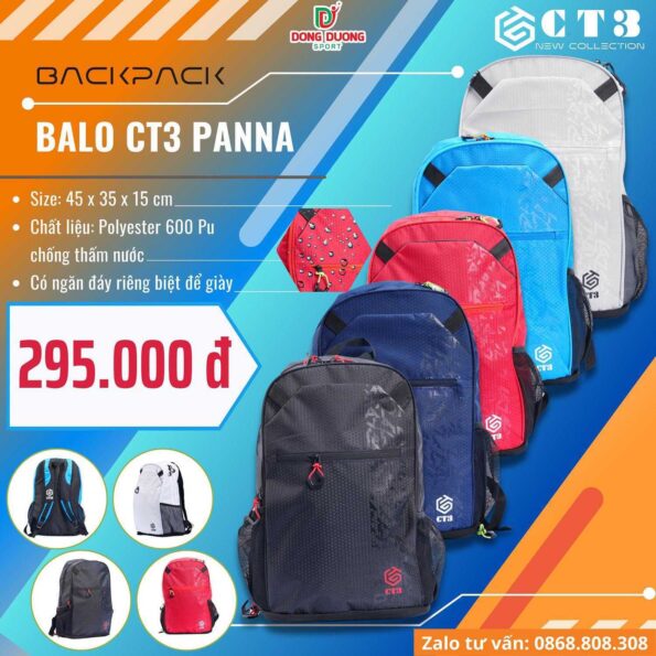 Ba lô thể thao thời trang balo ct3 panna chính hãng có ngăn đựng giày nhiều màu