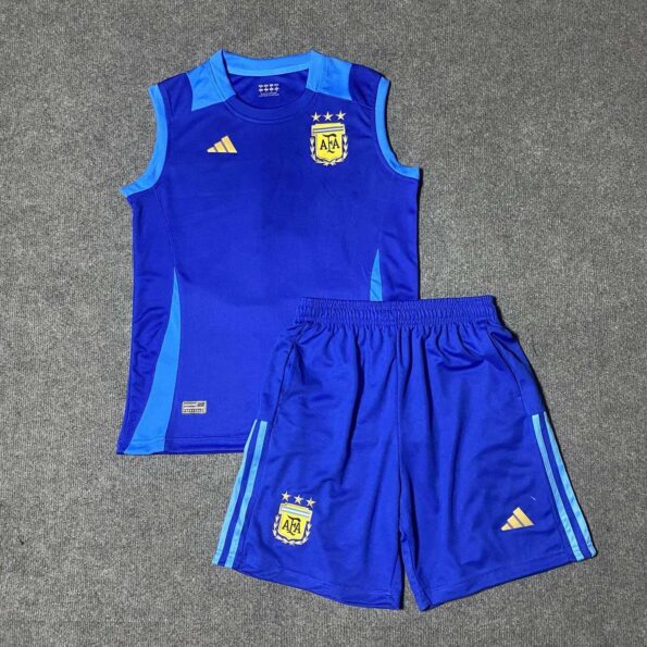 Bộ quần áo bóng đá Argentina 2024 Euro sát nách không tay màu xanh trắng