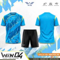 Bộ quần áo bóng đá Win 04 vải sợi drift mỏng nhẹ mẫu thiết kế nhiều màu xanh biển
