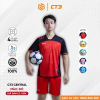 Bộ quần áo bóng đá ct3 central vải thun mỏng nhẹ nhiều màu đỏ 2