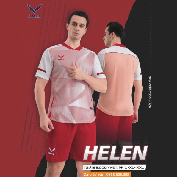 Bộ quần áo bóng đá thiết kế Nidu Helen vải fex chính hãng giá rẻ nhiều màu