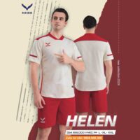Bộ quần áo bóng đá thiết kế Nidu Helen vải fex chính hãng giá rẻ nhiều màu đỏ