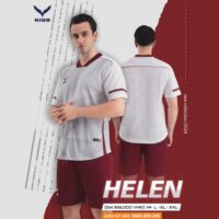 Bộ quần áo bóng đá thiết kế Nidu Helen vải fex chính hãng giá rẻ nhiều màu đỏ