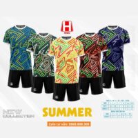 Bộ quần áo bóng đá thiết kế higo summer hoạ tiết outline nhiều màu