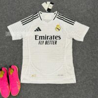 Bộ quần áo đá banh clb bóng đá Real Madrid Home 2024 2025 sân nhà trắng logo thêu mặt trước