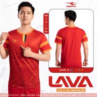 Bộ quần áo đá bóng thiết kế Keepfly Lava chính hãng giá rẻ vải sợi poly nhiều màu đỏ