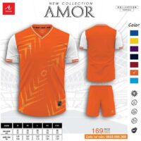 Áo bóng đá Ankling Amor mẫu thiết kế vải thun nhẹ nhiều màu đỏ