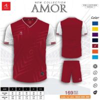 Áo bóng đá Ankling Amor mẫu thiết kế vải thun nhẹ nhiều màu đỏ