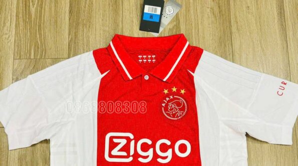 Bộ quần áo bóng đá Ajax 24 25 trắng đỏ sân nhà vải thái mịn thái Ziggo cận chất