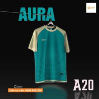 Bộ quần áo bóng đá Aura A20 sợi poly dệt mỏng nhẹ thoáng khí nhiều màu xanh 1