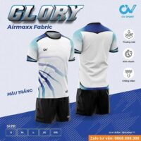 Bộ quần áo bóng đá thiết kế cv sport glory vải mè thoáng mát nhiều màu trắng đen