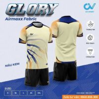 Bộ quần áo bóng đá thiết kế cv sport glory vải mè thoáng mát nhiều màu trắng đen