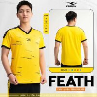 Bộ quần áo đá bóng thiết kế Keepfly Feath chính hãng vải thun nhiều màu vàng