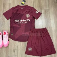 Áo đá bóng MC Third Manchester Man City 2024 2025 mẫu thứ ba màu đỏ vải thái logo thêu mặt trước