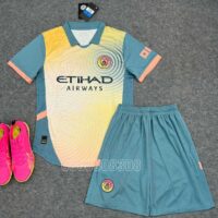 Áo đá bóng Manchester Man City 2425 Fourth mẫu thứ tư năm 2024 2025 màu xanh vàng vải thái logo thêu 1