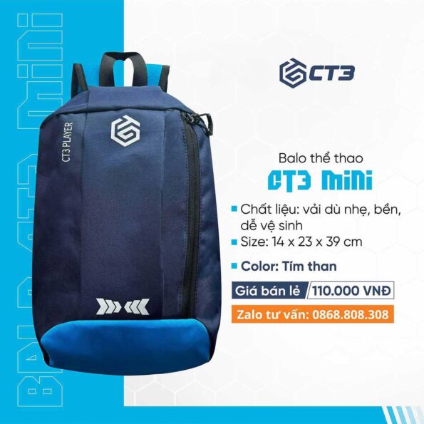 Balo ct3 mini thể thao đa năng nhiều màu chính hãng giá rẻ tím than