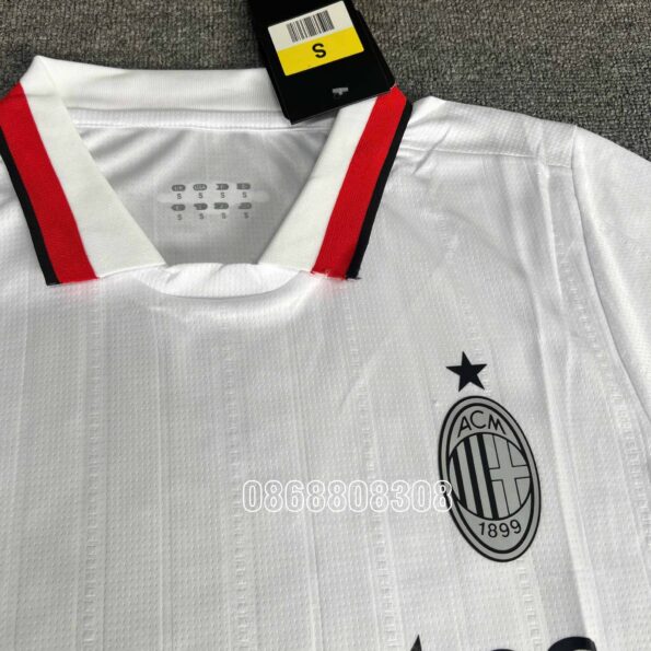 Bộ quần áo bóng đá AC Milan 24 25 trắng away sân khách năm 2024 2025 logo thêu vải thái cận chất 1