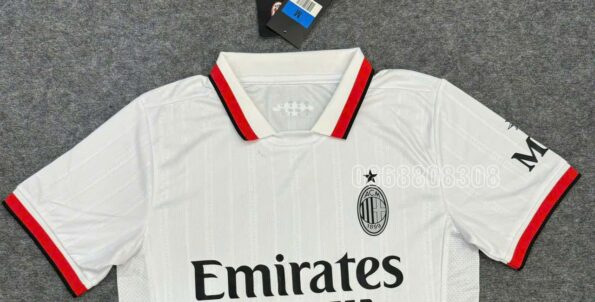 Bộ quần áo bóng đá AC Milan 24 25 trắng away sân khách năm 2024 2025 logo thêu vải thái cận chất 2