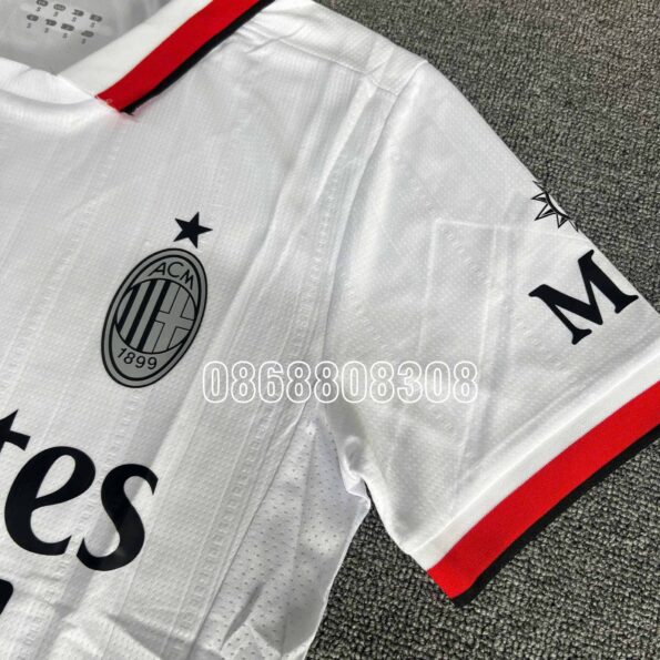 Bộ quần áo bóng đá AC Milan 24 25 trắng away sân khách năm 2024 2025 logo thêu vải thái cận chất 3