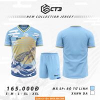 Bộ quần áo bóng đá ct3 tứ linh vải thun rmz fabric mỏng nhẹ chính hãng nhiều màu xanh blue